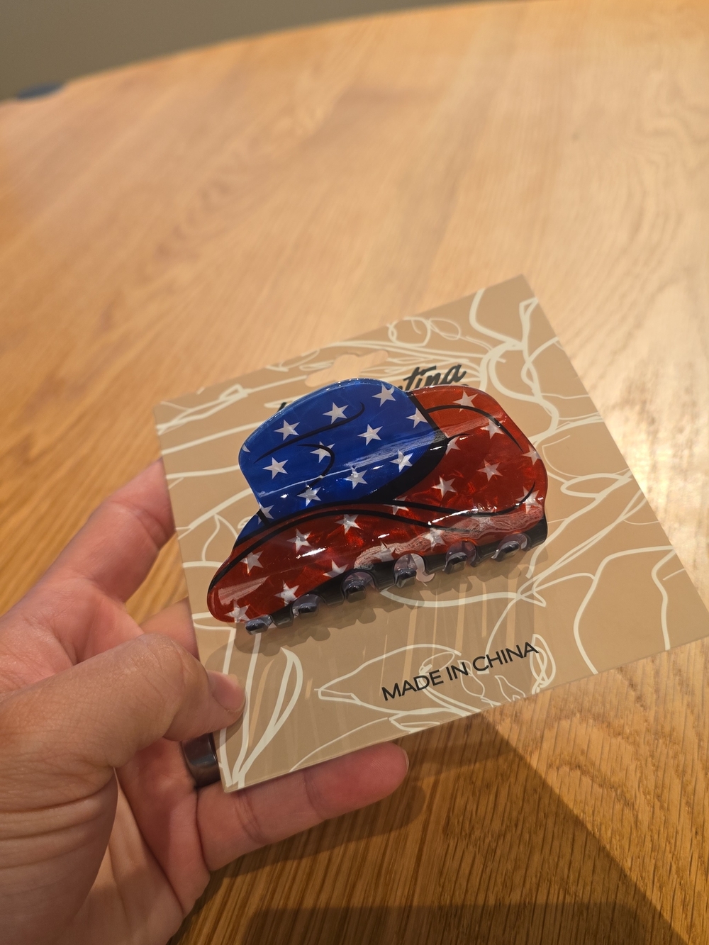 Patriotic Red & Blue Star Hair Claw Clip for Women Accessories